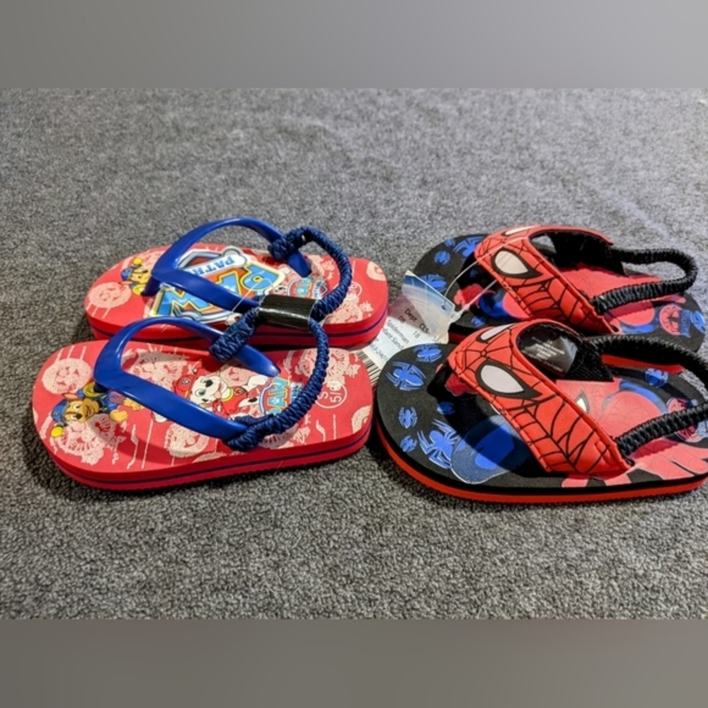 Paw Patrol and Spiderman flip flops Sandals small 4-5